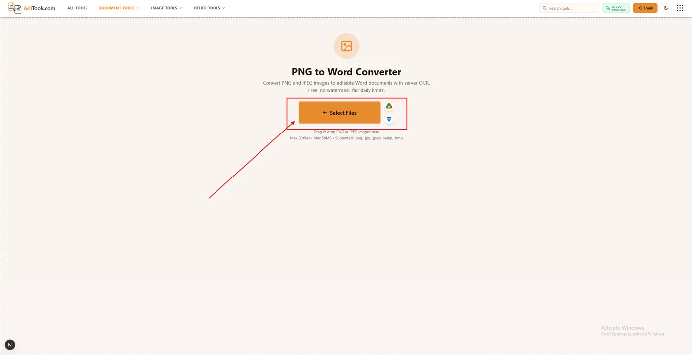 How to convert a PNG image to an editable Word document with Asli Tools